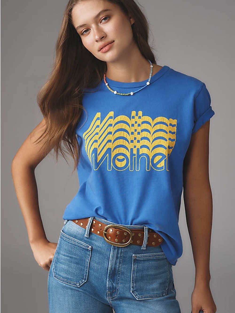 Blue Graphic 'Mother' Crewneck Tee